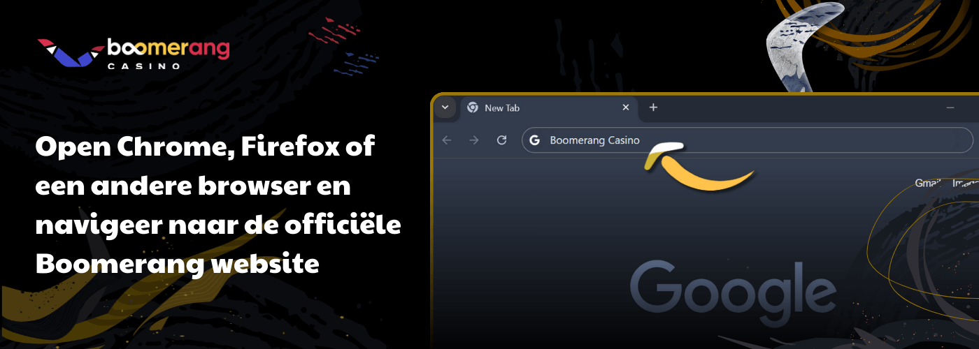 Open Chrome, Firefox of een andere browser en navigeer naar de officiële Boomerang website